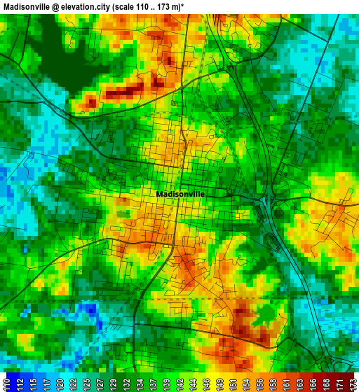 Madisonville elevation map