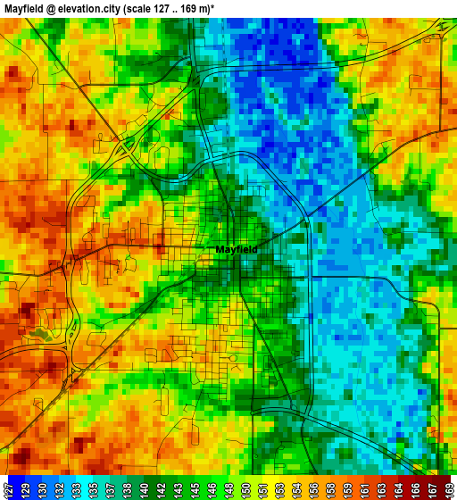 Mayfield elevation map