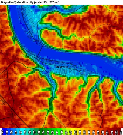 Maysville elevation map