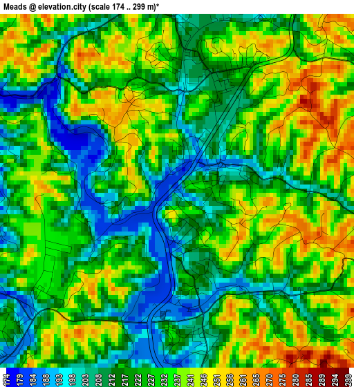 Meads elevation map