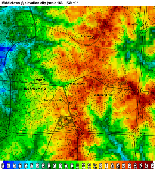 Middletown elevation map