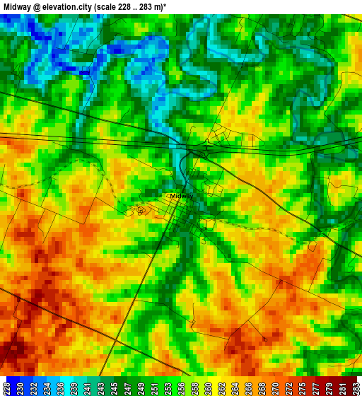 Midway elevation map