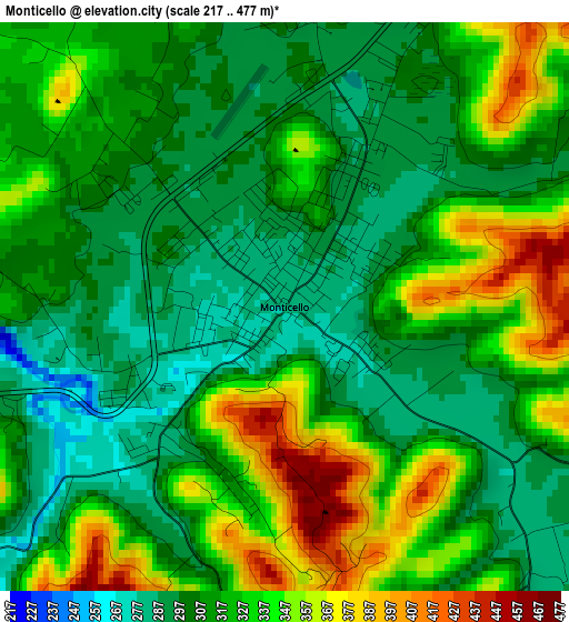 Monticello elevation map