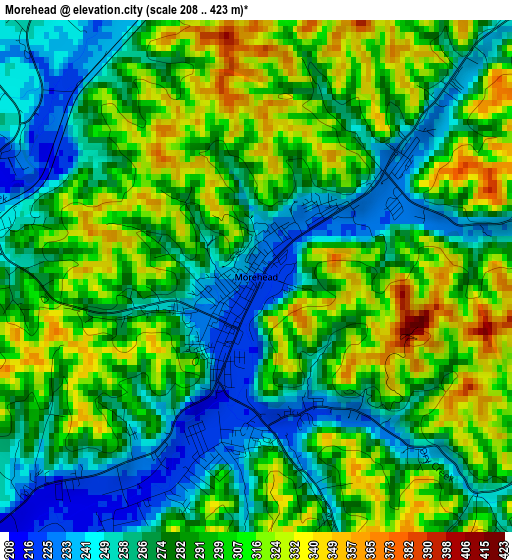 Morehead elevation map