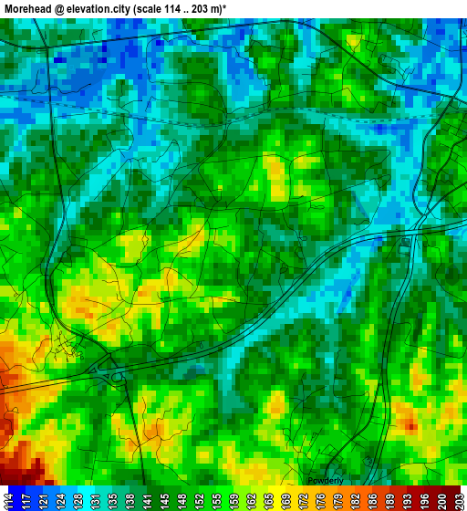 Morehead elevation map