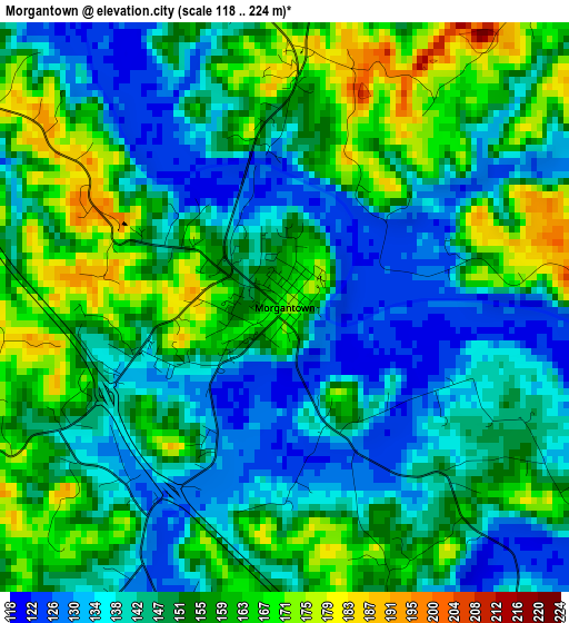 Morgantown elevation map