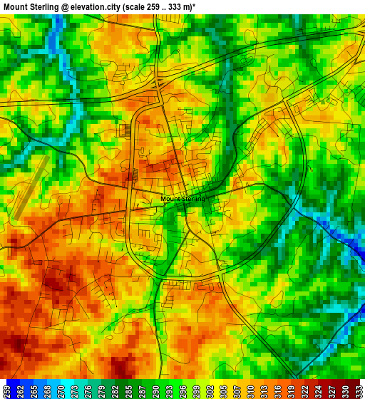 Mount Sterling elevation map