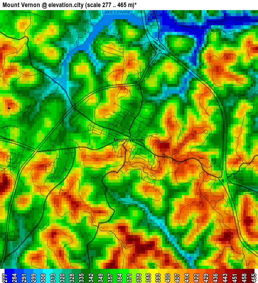 Mount Vernon elevation map