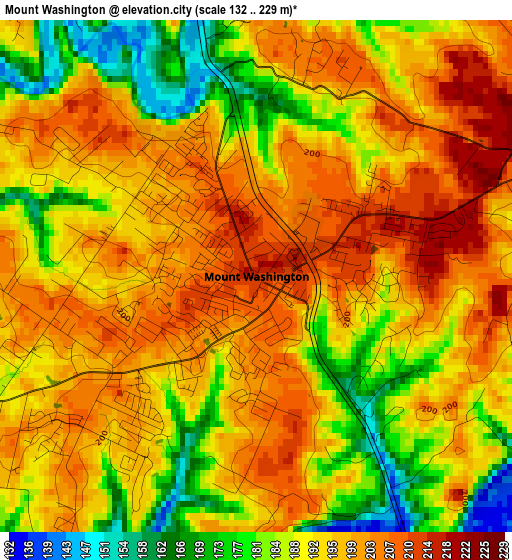 Mount Washington elevation map