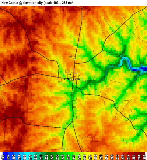 New Castle elevation map