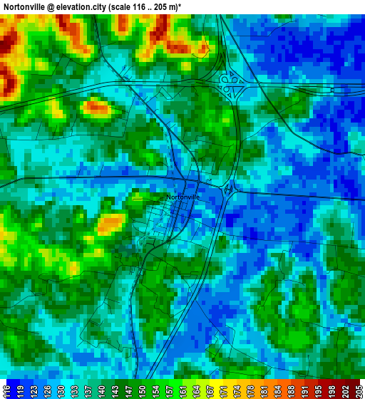 Nortonville elevation map