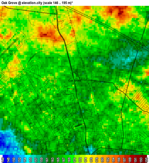 Oak Grove elevation map