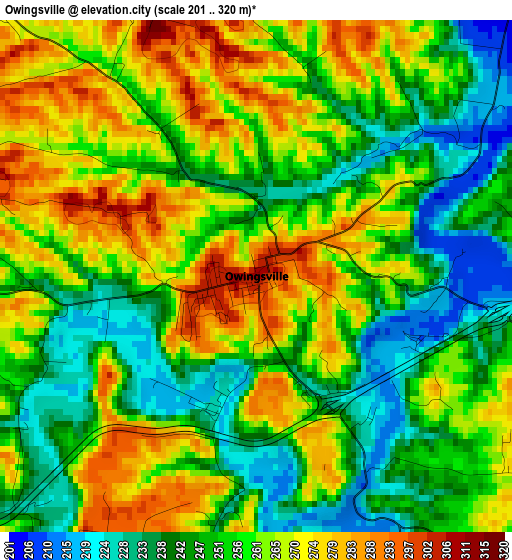 Owingsville elevation map