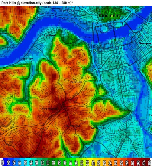 Park Hills elevation map