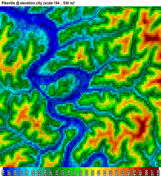 Pikeville elevation map