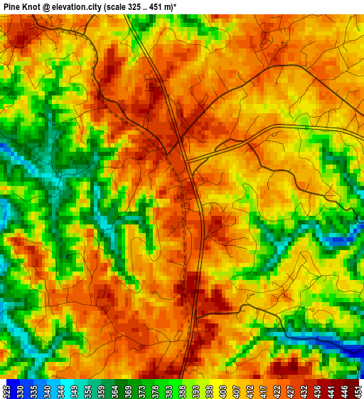 Pine Knot elevation map