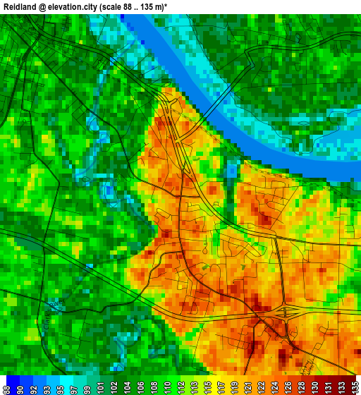 Reidland elevation map