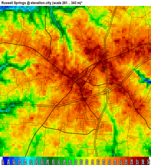 Russell Springs elevation map