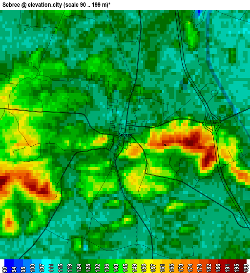 Sebree elevation map