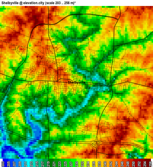 Shelbyville elevation map