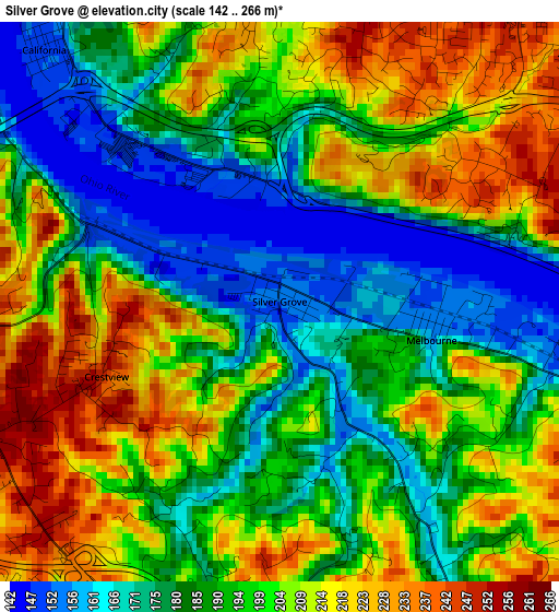 Silver Grove elevation map