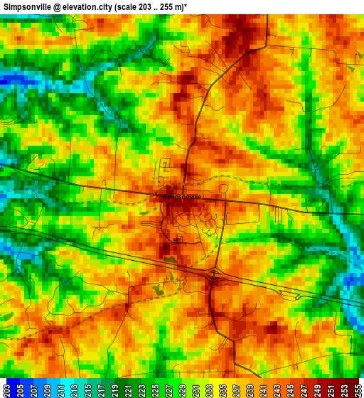 Simpsonville elevation map