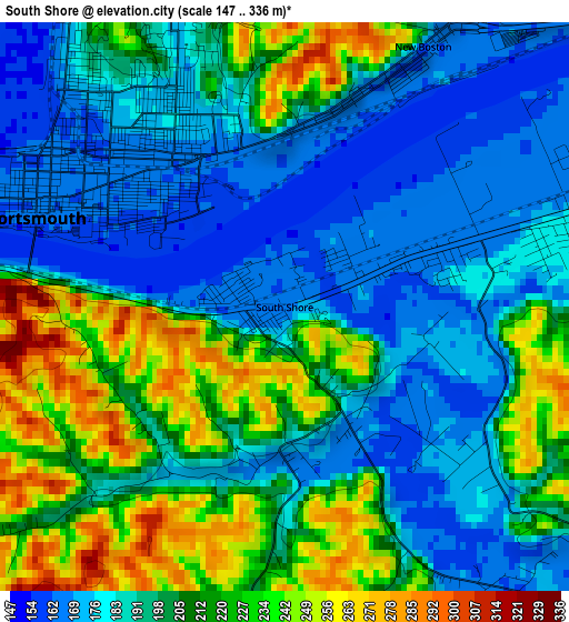 South Shore elevation map