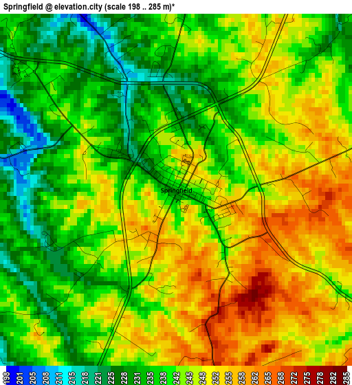 Springfield elevation map