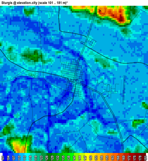 Sturgis elevation map