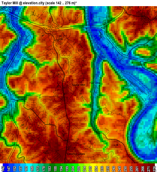 Taylor Mill elevation map