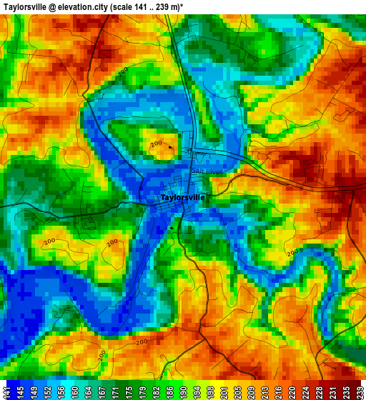 Taylorsville elevation map