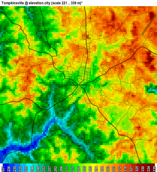 Tompkinsville elevation map