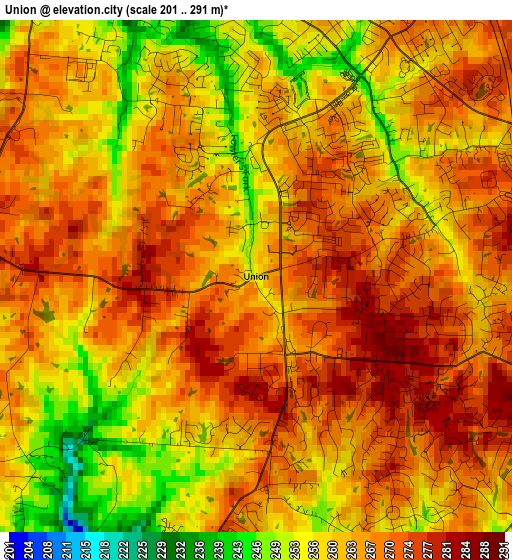 Union elevation map