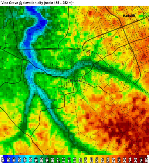 Vine Grove elevation map