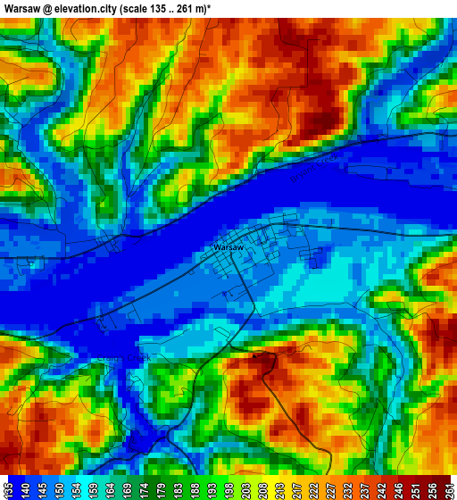 Warsaw elevation map