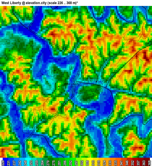 West Liberty elevation map