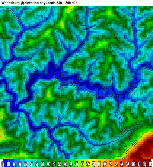 Whitesburg elevation map