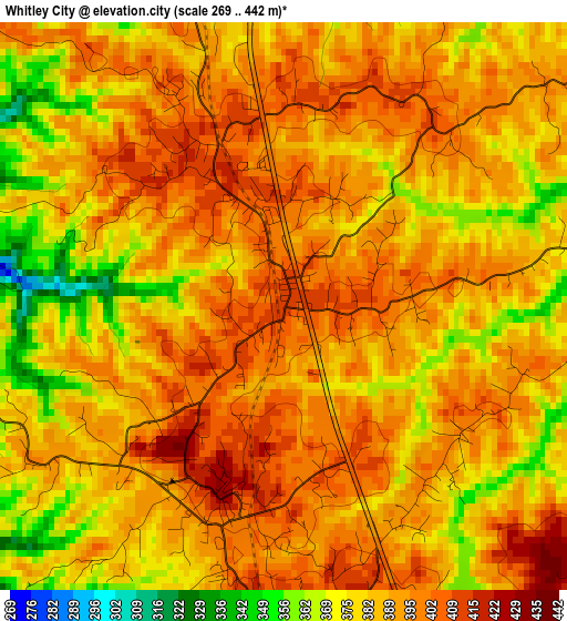 Whitley City elevation map