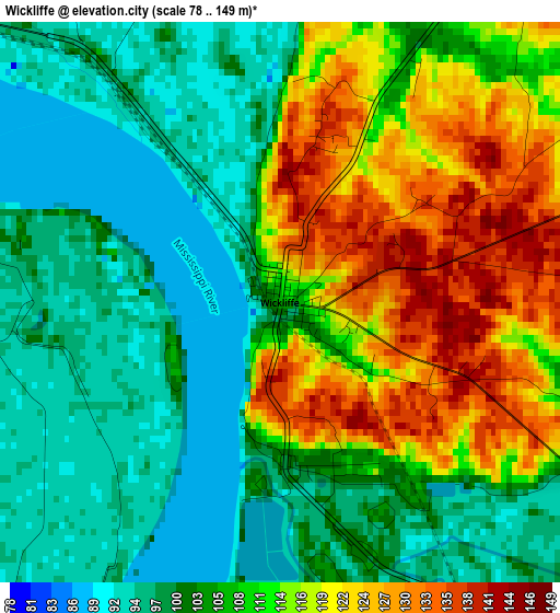 Wickliffe elevation map