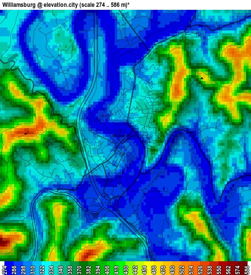 Williamsburg elevation map