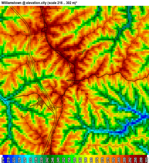 Williamstown elevation map