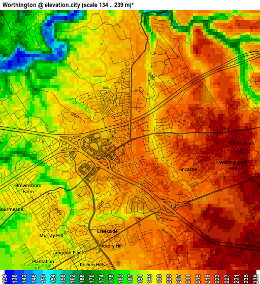 Worthington elevation map