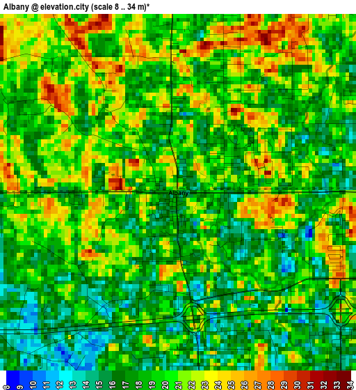 Albany elevation map