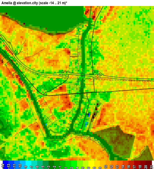 Amelia elevation map