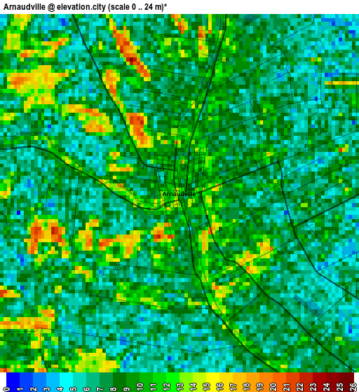 Arnaudville elevation map