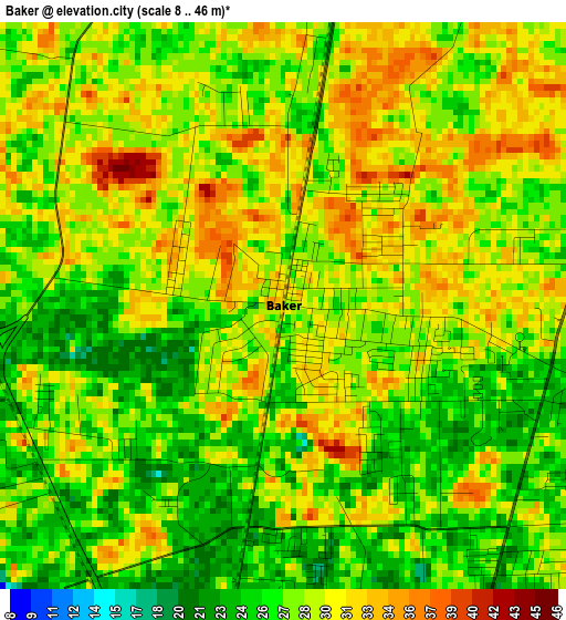 Baker elevation map