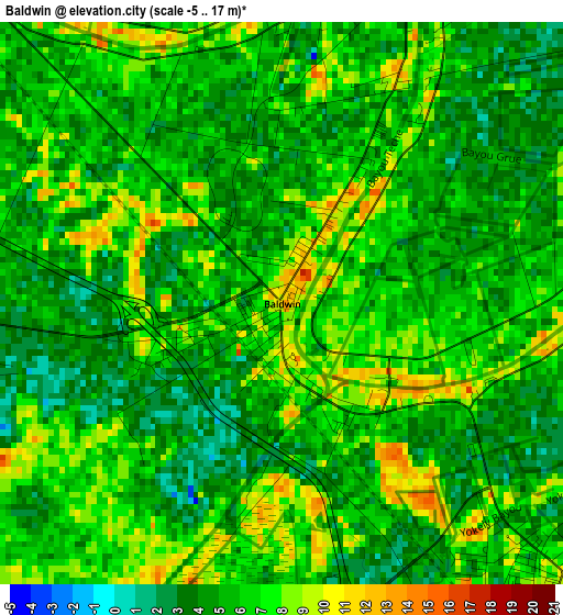 Baldwin elevation map