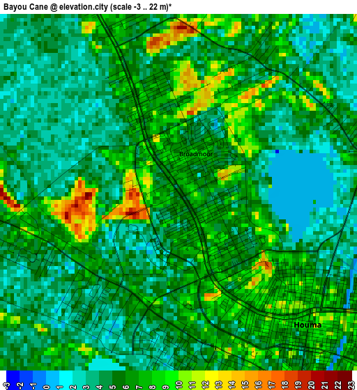 Bayou Cane elevation map