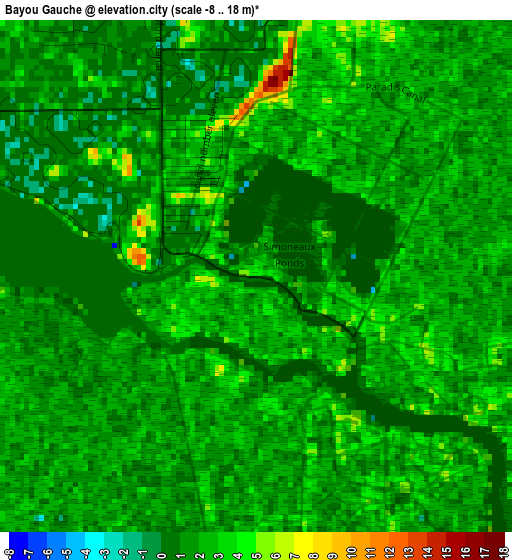 Bayou Gauche elevation map