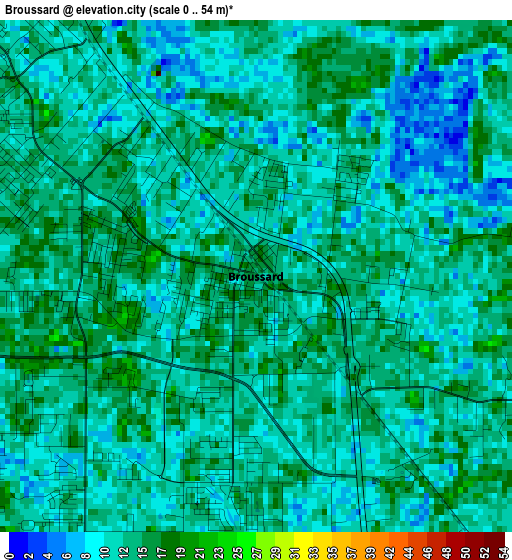 Broussard elevation map